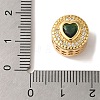 Flat Round with Heart Pattern Rack Plating Brass Micro Pave Cubic Zirconia European Beads KK-G511-01G-4