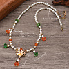 Ancient Style 6mm Imitation Pearl Round Beaded Alloy Cloud Pendant Hanfu Long Necklaces UX7679-4-2