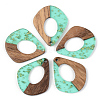 Transparent Resin & Walnut Wood Pendants RESI-S389-016A-B02-1