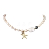 Ocean 304 Stainless Steel Starfish Pendant Natural Pearl Beaded Necklaces for Women NJEW-JN06310-4