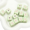 Acrylic Square Floral Beads PW-WGD1F08-08-1