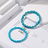 2Pcs 2 Style Synthetic Turquoise(Dyed) Skull Stretch Bracelets Set BJEW-JB08068-2