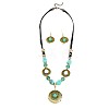 Bohemian Style Acrylic Flat Round Beaded & Pendant Necklaces & Dangle Earrings Sets FS-WG4AC26-01-5