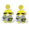 Saint Patrick's Day Sparkling Acrylic Dangle Stud Earrings LS-EJEW-P243-A09-1