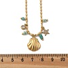 Beach 304 Stainless Steel Rhinestone & Glass Shell Shaped Pendant Necklaces for Women NJEW-Z061-08G-5