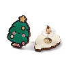 Christmas Printed Wooden Stud Earrings LS-EJEW-D046-03-1