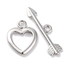 Heart Brass Toggle Clasps KK-S403-21P-2