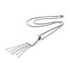 Non-Tarnish 304 Stainless Steel Trapezoid with Tassel Pendant Necklace with Box Chains for Women NJEW-B087-06P-1