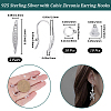 CREATCABIN 2 Pairs Rhodium Plated 925 Sterling Silver Earring Hooks DIY-CN0002-87-2