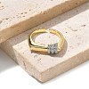 Brass Micro Pave Clear Cubic Zirconia Cuff Finger Rings for Women RJEW-B112-17GP-2