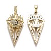 Brass Micro Pave Clear and Black Cubic Zirconia Pendants ZIRC-A011-42G-2