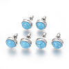 Natural & Synthetic Gemstone Stud Earrings EJEW-F162-H-2
