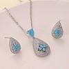 Brass Micro Pave Cubic Zirconia Pendant Necklaces & Stud Earrings Sets FS-WGE5CB1-01-3