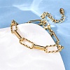 304 Stainless Steel Paperclip Chain Bracelets for Women BJEW-Z128-01G-03-3