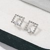 Brass Clear Cubic Zirconia Stud Earrings EJEW-Q014-03P-4