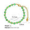 Elegant European 5.8MM Round Cat Eye Beaded Bracelets with Stainless Steel End Chains for Women QL5460-2-1