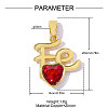 Brass Pave Red Cubic Zirconia Pendants CU-OY001-86G-2