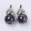 Natural Amethyst Pendants G-P350-A01-1