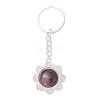 Mixed Stone & Alloy Flower Pendant Keychain KEYC-JKC01109-3