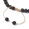 2Pcs 2 Styles 6mm Round Natural Lava Rock & Shell Pearl Braided Bead Bracelets BJEW-JB10322-5