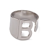 304 Stainless Steel Initial Letter B Open Cuff Rings for Women RJEW-G285-17P-2