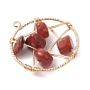 Natural Red Jasper Nuggets Copper Wire Wrapped Flat Round Pendants PALLOY-JF03038-02-3