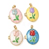 Brass Enamel Locket Pendants KK-F923-03B-G-2