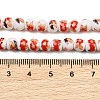 Handmade Flower Printed Porcelain Ceramic Beads Strands PORC-M005-6mm-06-3