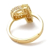 Rack Plating Letter Brass Micro Pave Clear Cubic Zirconia Adjustable Rings for Women KK-S391-03G-P-3