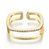 Brass Micro Pave Cubic Zirconia Cuff Rings RJEW-S045-55D-G-NR-2