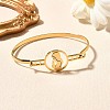 304 Stainless Steel Flat Round Link Bangles for Women BJEW-R014-01G-05-2