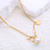 French Style Stainless Steel Pave Imitation Pearl Heart O-Toggle Pendant Necklaces for Women BF9178-2-1