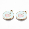 Light Gold Plated Alloy Enamel Pendants ENAM-T009-73B-RS-3