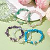 Mixed Gemstones Chip Beaded Plastic Flower Stretch Bracelets BJEW-JB10205-2
