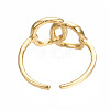 304 Stainless Steel Interlocking Oval Open Cuff Ring RJEW-T023-79G-2
