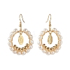 Pearl Beads Brass Dangle Earrings EJEW-JE04568-03-2