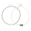 2Pcs 2 Colors Handmade Foil Lampwork Fish & Natural Rainbow Moonstone & Obsidian Faceted Round Beaded Necklaces for Women NJEW-JN05535-1