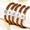 Wood Beads Kids Stretch Bracelets BJEW-JB03970-M-7