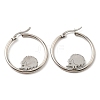 Non-Tarnish 304 Stainless Steel Hedgehog Beaded Hoop Earrings EJEW-F320-02P-1