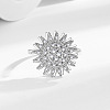 Daisy Rotatable Open Cuff Rings for Women RJEW-S402-05P-1