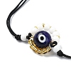 Evil Eye Handmade Lampwork & Glass Adjustable Braided Bead Bracelets BJEW-MZ00099-05-3