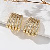 Clear Cubic Zirconia Multi Line Thick Cuff Earrings EJEW-R150-04G-5