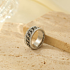 Stainless Steel Rotating Chain Clear Cubic Zirconia Ring TP6043-2-3