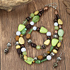 Resin & Wood Beaded Double Layer Beaded Necklaces & Stretch Bracelets & Dangle Earrings Sets FS-WG2B4F2-01-3