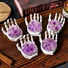 Halloween Theme Natural Amethyst Cluster on Resin Skeleton Hand PW-WG84B0A-01-4