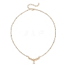 Brass Pave Clear Cubic Zirconia Angel Wings Pendant 304 Stainless Steel Satellite Chain Necklaces for Women NJEW-JN05936-4