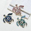 Tortoise Alloy Rhinestone Brooches for Backpack Clothes PW-WG63776-01-2