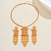 Vintage Alloy Tassel Hollow Flower Earrings & Necklaces Sets for Women BI3296-5
