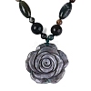 Natural Indian Agate Flower Pendant Necklaces NJEW-N064-08H-1