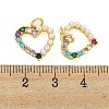 Heart Rack Plating Brass Micro Pave Cubic Zirconia Charms KK-U021-13B-G-3